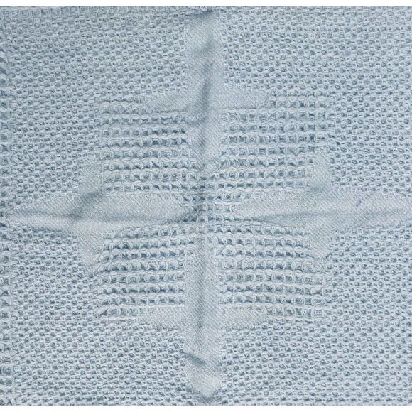 Kidgets Blue Waffle Weave Satin Edge Bless This Baby Blanket 28x29 Thermal Throw - Picture 4 of 11